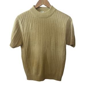 Sag Harbor VTG 90s Gold Metallic Acrylic Ribbed Coquette Knit Holiday Party SP